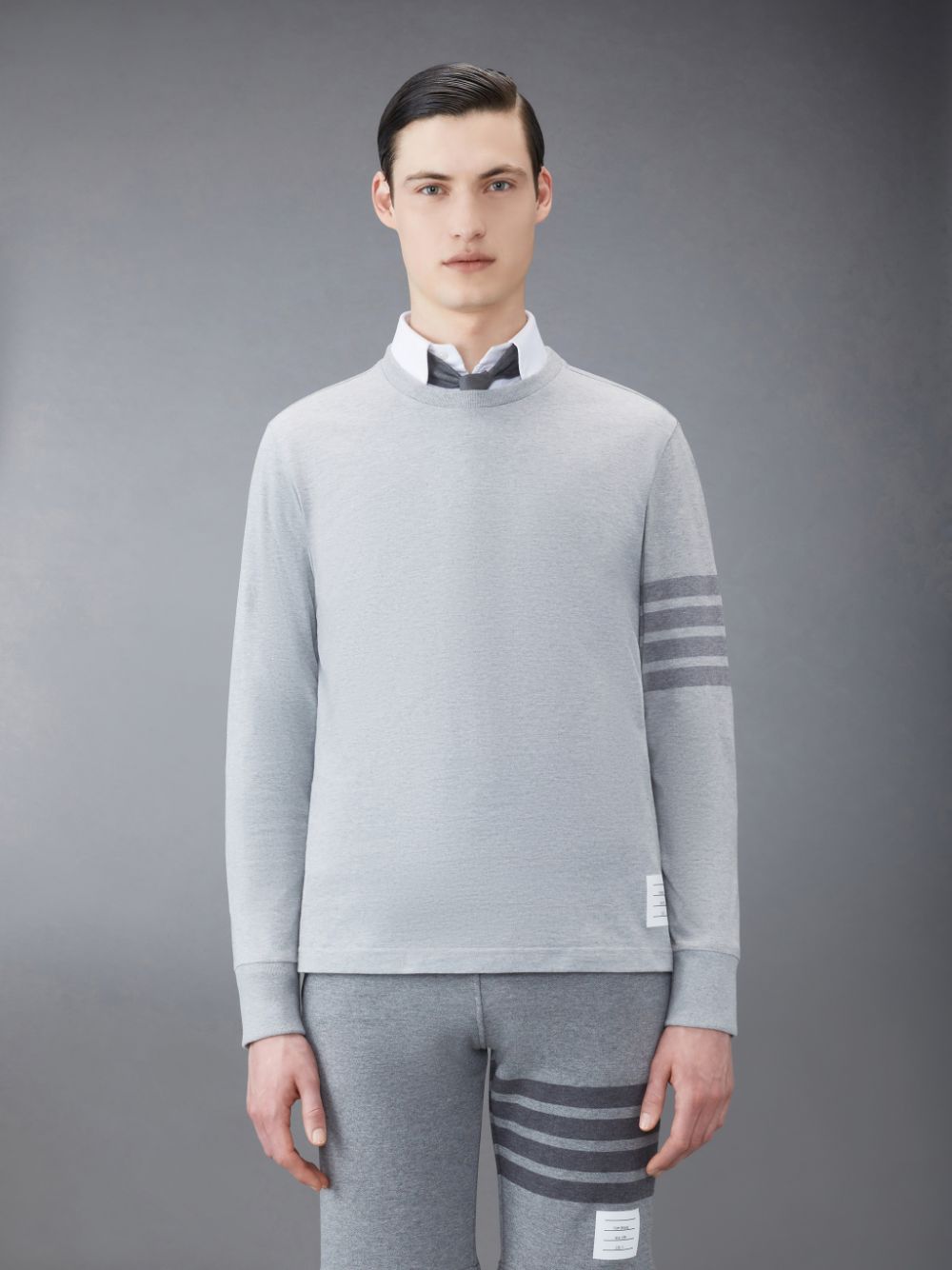 Camiseta Thom Browne Jersey 4-Bar Long Sleeve Rugby Masculino Cinzentas | NQP68K79166