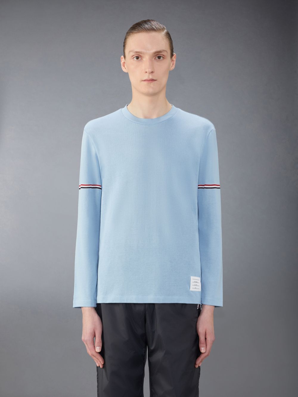 Camiseta Thom Browne Light Weight Cotton Stripe Masculino Azuis | TYW36E92357