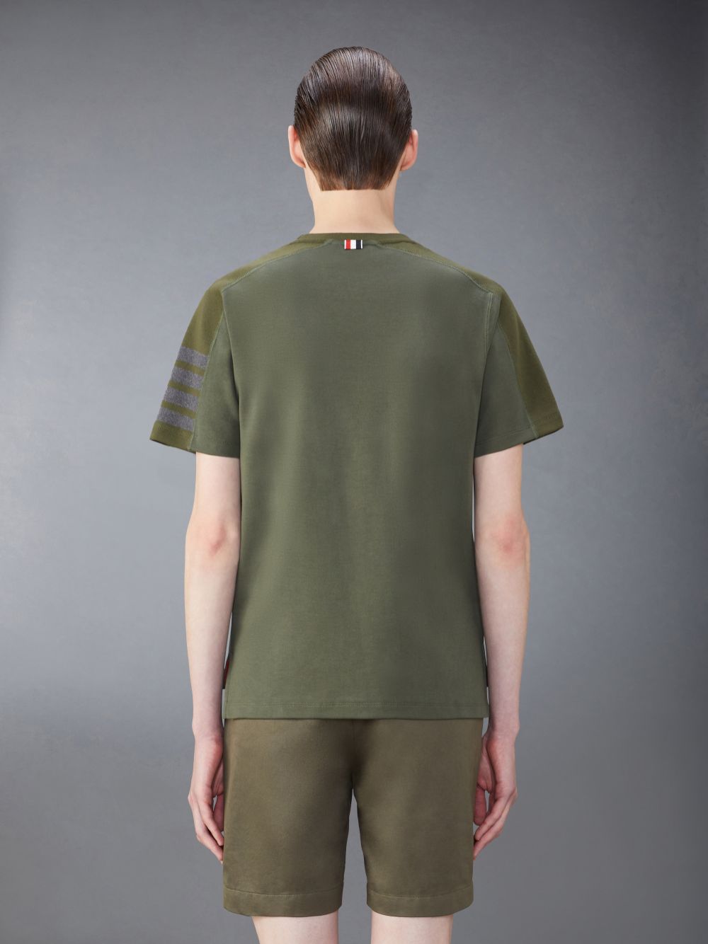 Camiseta Thom Browne Milano Cotton 4-Bar Masculino Verdes | ASD07A27039