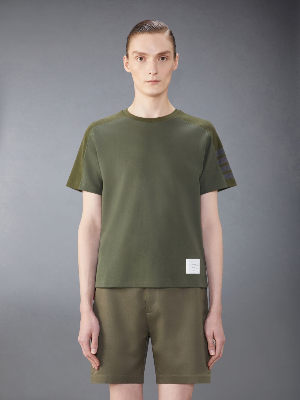 Camiseta Thom Browne Milano Cotton 4-Bar Masculino Verdes | ASD07A27039