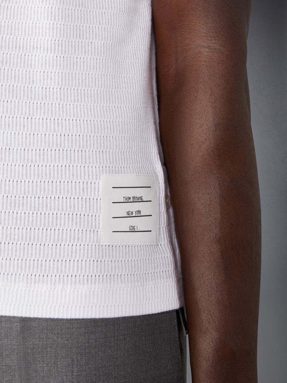 Camiseta Thom Browne Pointelle Cotton Masculino Branco | CLR22C37385