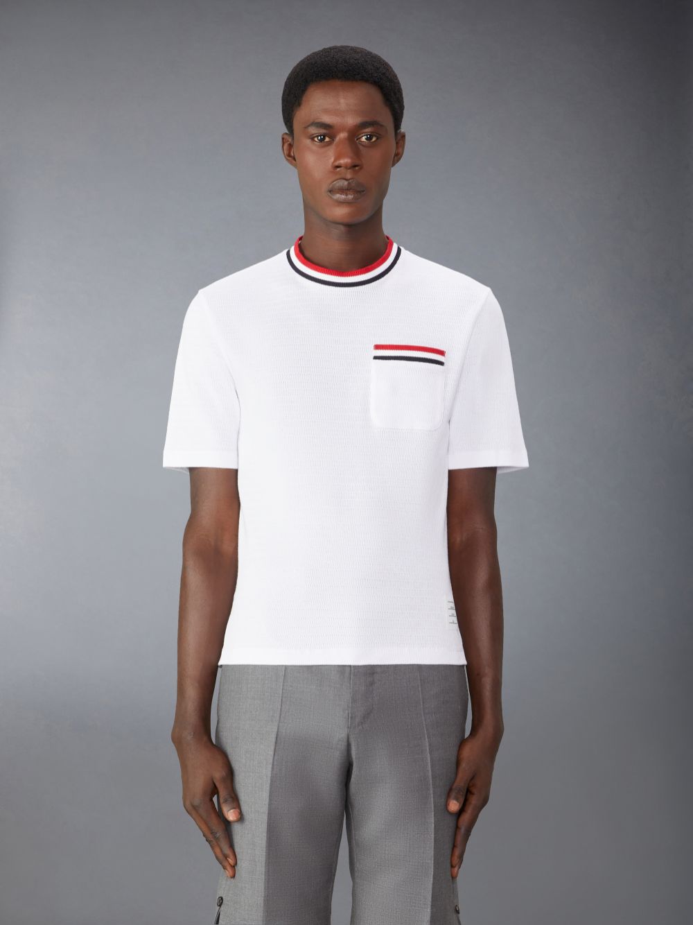 Camiseta Thom Browne Pointelle Cotton Masculino Branco | CLR22C37385