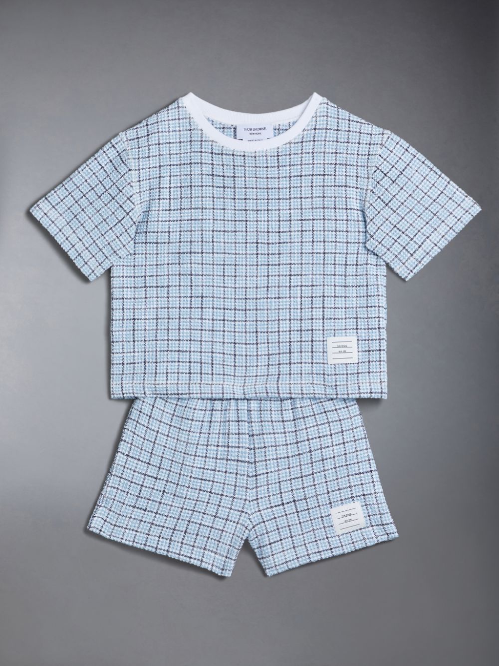 Camiseta Thom Browne Tweed Jersey Boxy Menino Azuis | ZII64S76708