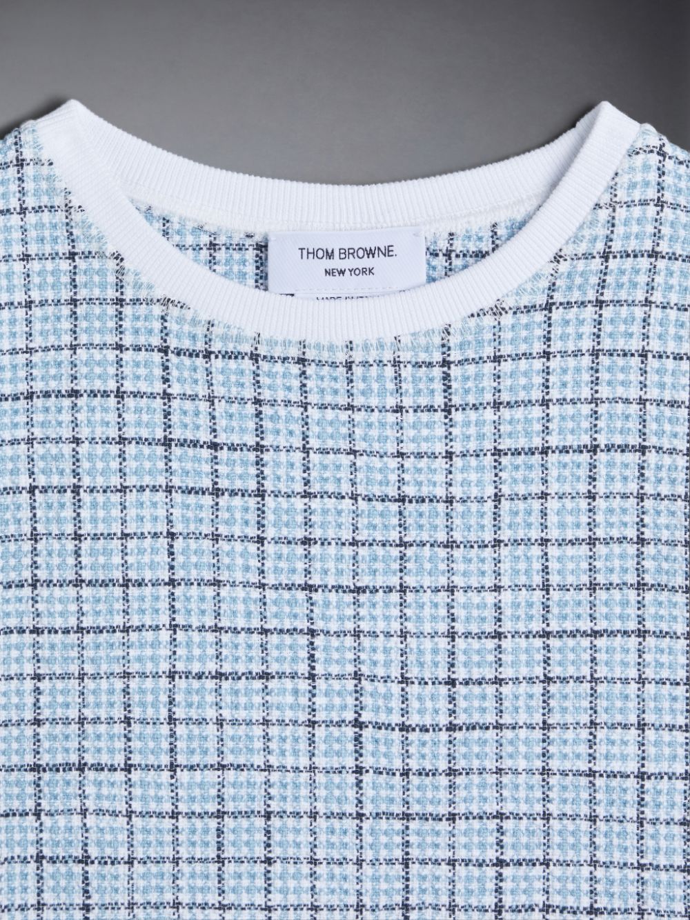 Camiseta Thom Browne Tweed Jersey Boxy Menino Azuis | ZII64S76708