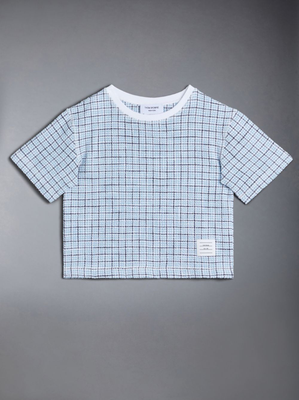 Camiseta Thom Browne Tweed Jersey Boxy Menino Azuis | ZII64S76708