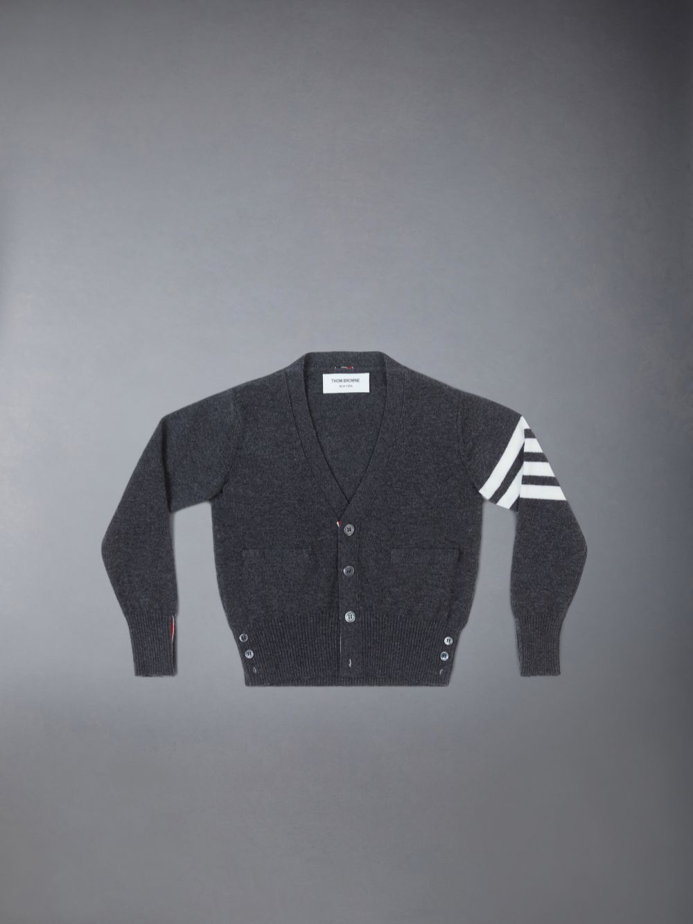Cardigan Thom Browne Cashmere 4-Bar V-neck Menina Cinzentas | JQH05L70513