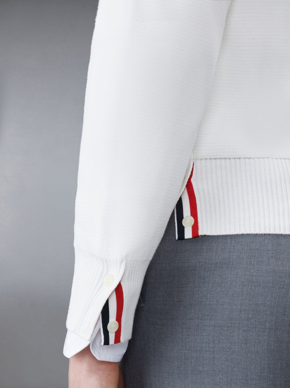 Cardigan Thom Browne Cotton Milano V-Neck Masculino Branco | TZT60A14157