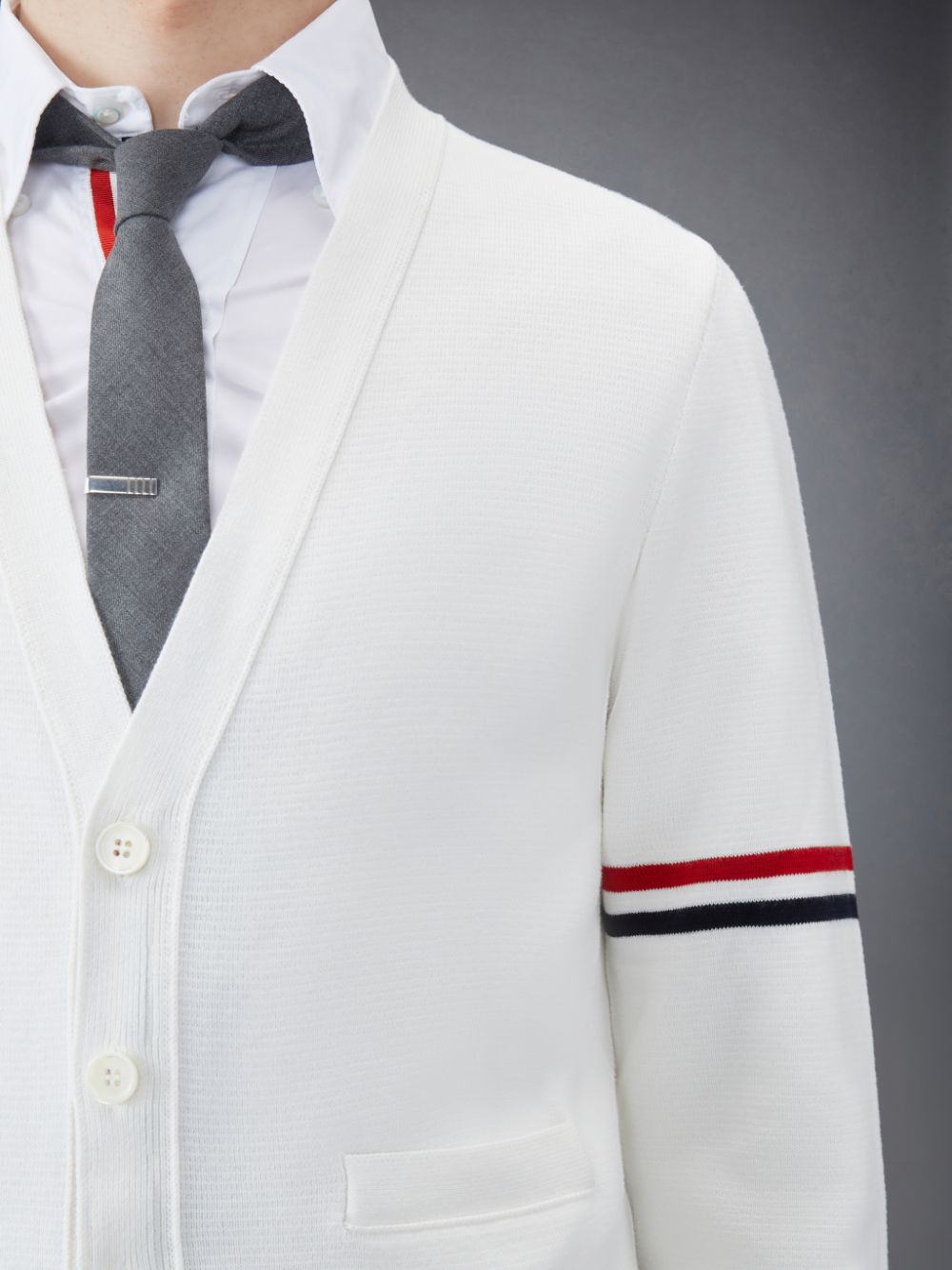 Cardigan Thom Browne Cotton Milano V-Neck Masculino Branco | TZT60A14157