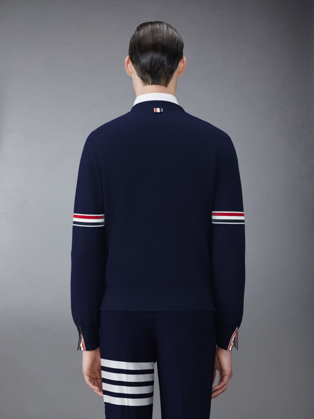 Cardigan Thom Browne Cotton Milano V-Neck Masculino Azuis | SNL50K13665