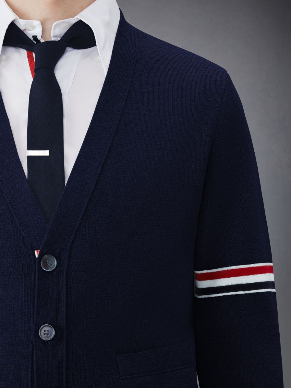 Cardigan Thom Browne Cotton Milano V-Neck Masculino Azuis | SNL50K13665