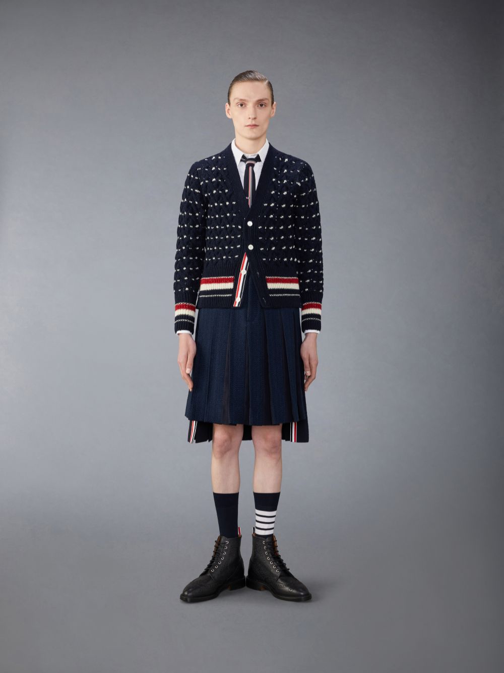 Cardigan Thom Browne Donegal Cable Classic Masculino Azuis | MVU76J10137