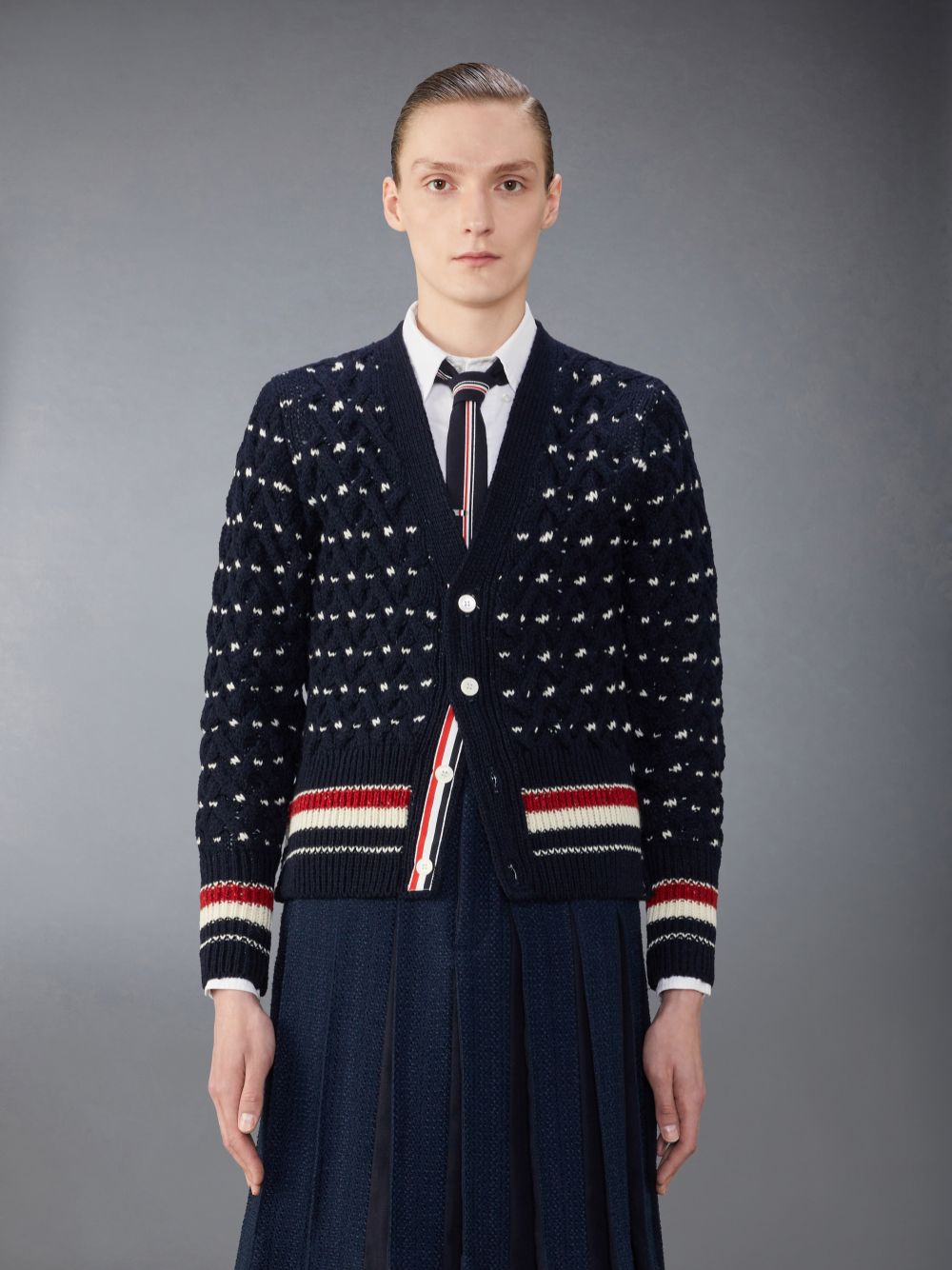 Cardigan Thom Browne Donegal Cable Classic Masculino Azuis | MVU76J10137