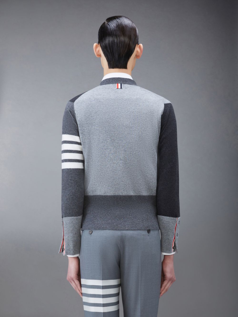 Cardigan Thom Browne Funmix Cashmere 4-Bar V-Neck Masculino Cinzentas | KWU02L60081