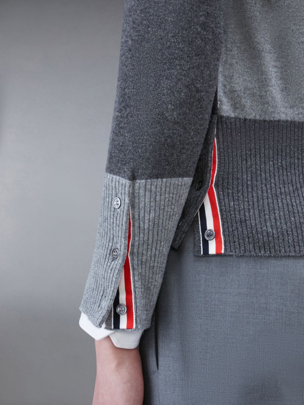 Cardigan Thom Browne Funmix Cashmere 4-Bar V-Neck Masculino Cinzentas | KWU02L60081