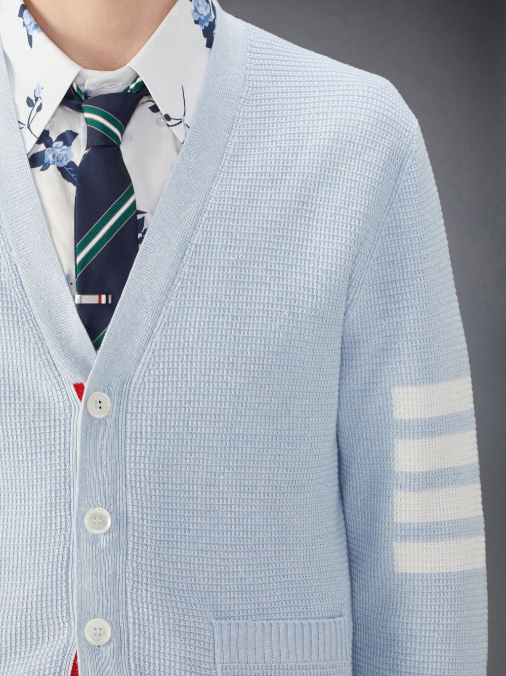 Cardigan Thom Browne Linen Cotton 4-Bar Relaxed Fit Masculino Azuis | UYO61L80571