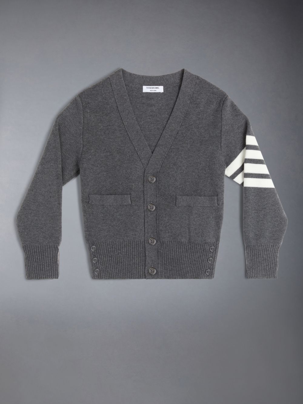 Cardigan Thom Browne Milano Stitch 4-Bar V-neck Menino Cinzentas | PNL97Z94762