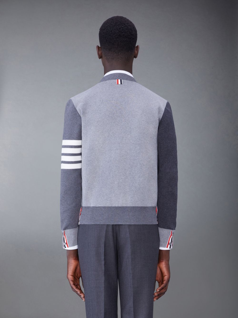 Cardigan Thom Browne Tonal Cotton V-Neck 4-Bar Masculino Cinzentas | ROG52E87989