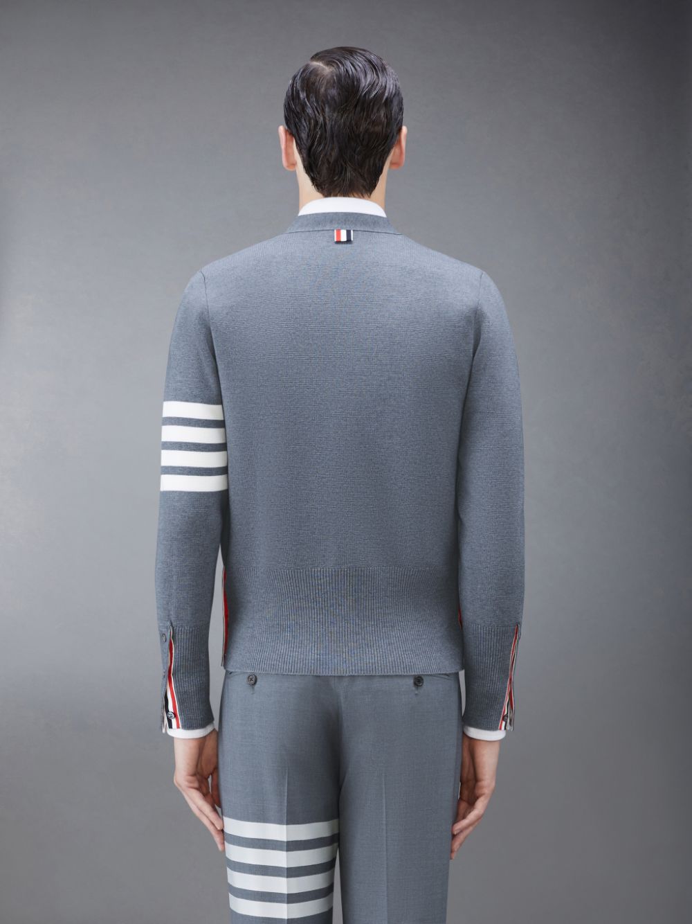 Cardigan Thom Browne Wool 4-Bar V-Neck Masculino Cinzentas | DHA90W47105
