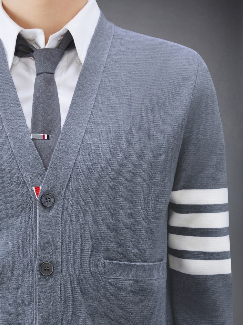 Cardigan Thom Browne Wool 4-Bar V-Neck Masculino Cinzentas | DHA90W47105