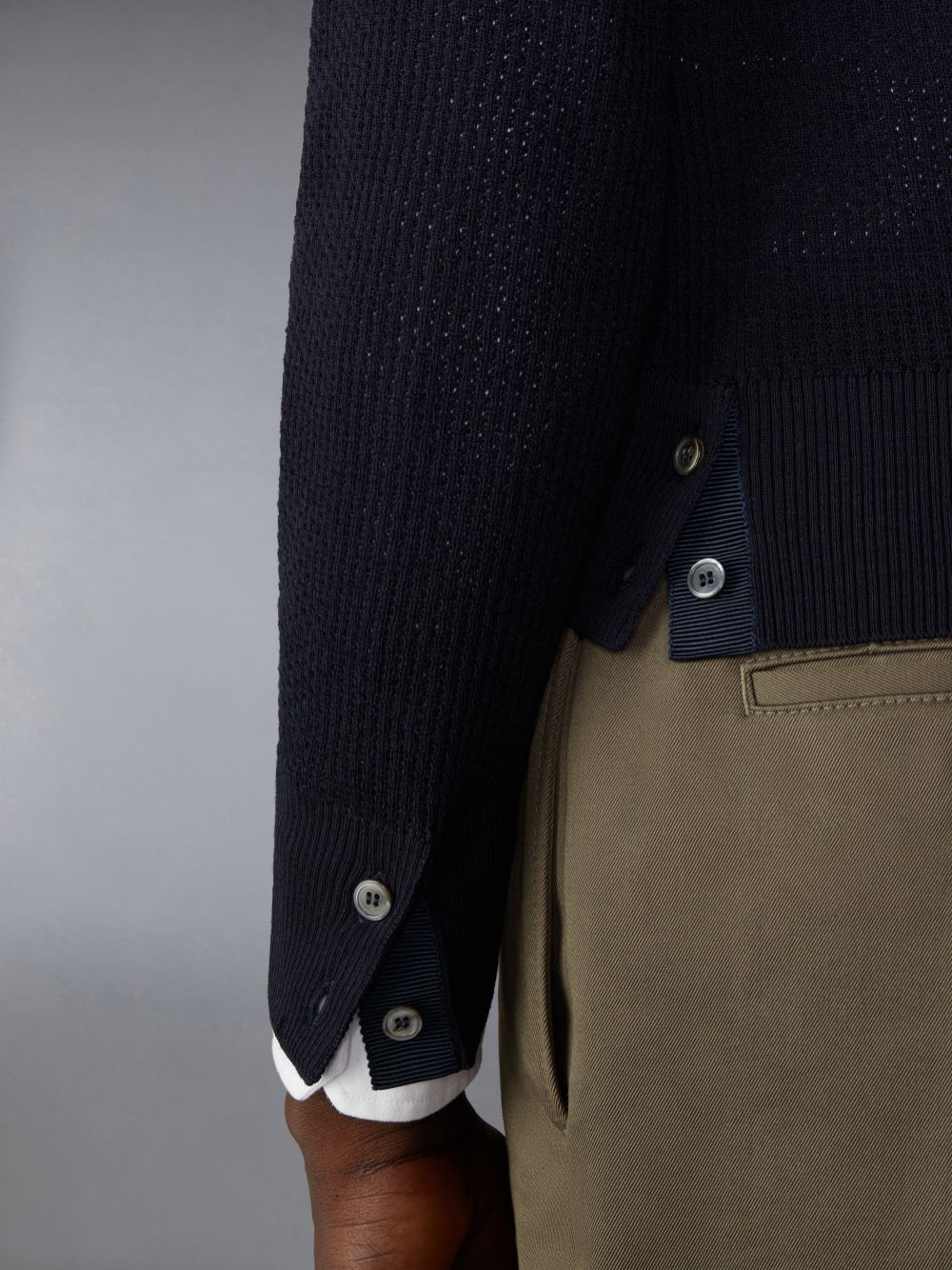 Cardigan Thom Browne Wool Crepe 4-Bar Relaxed Fit Masculino Azuis | IJP21Q45856