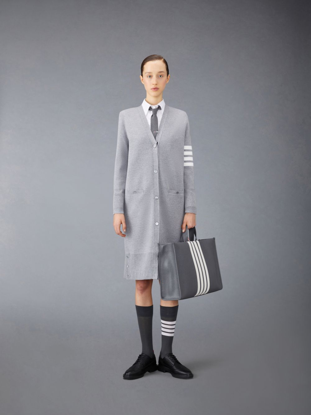 Cardigan Thom Browne Wool Long V-Neck Feminino Cinzentas | TCJ13Y52811