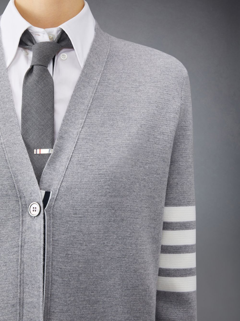 Cardigan Thom Browne Wool Long V-Neck Feminino Cinzentas | TCJ13Y52811