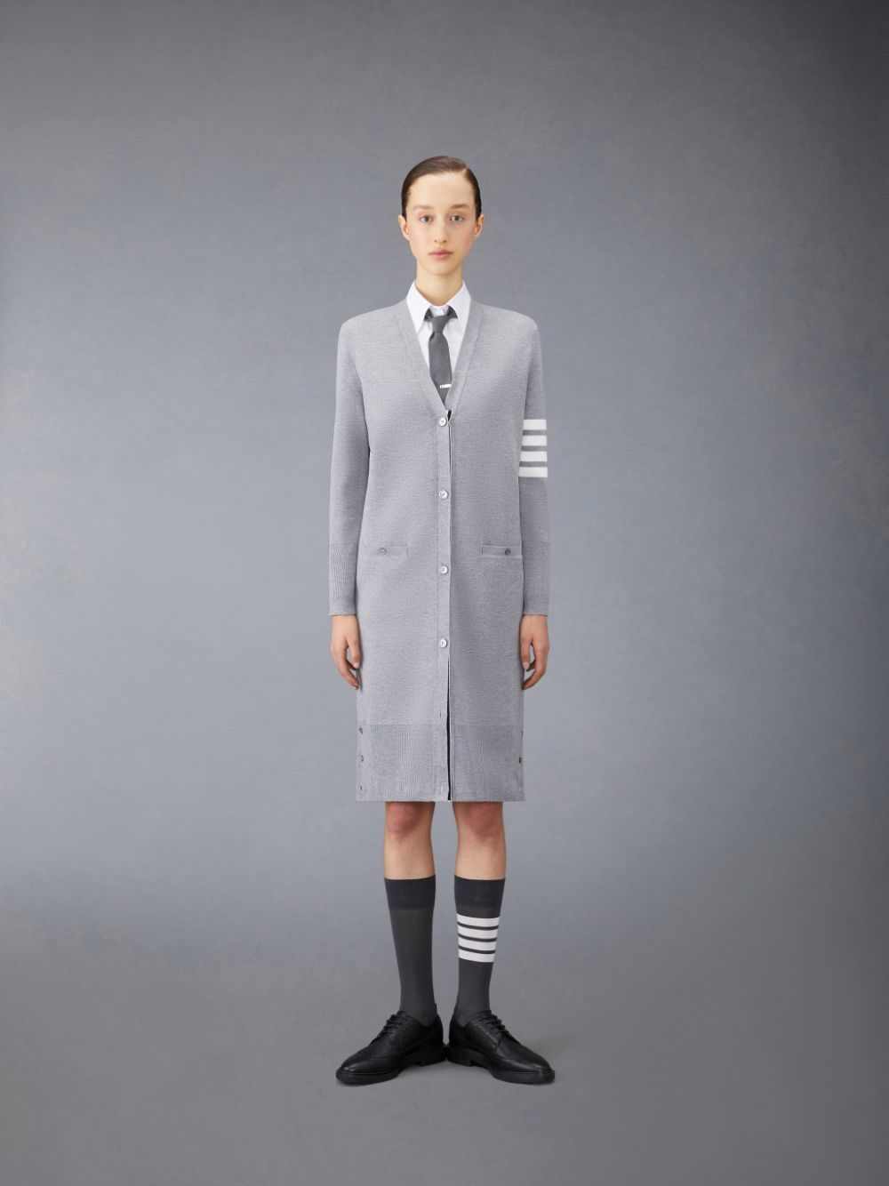 Cardigan Thom Browne Wool Long V-Neck Feminino Cinzentas | TCJ13Y52811