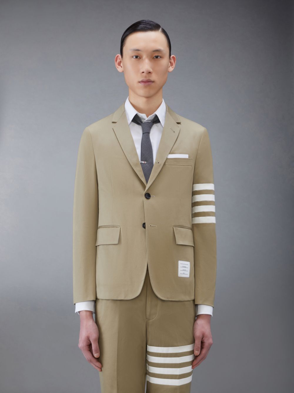 Casacos Thom Browne Cotton Twill 4-Bar Unconstructed Classic Sport Masculino Bege | REC64E41756