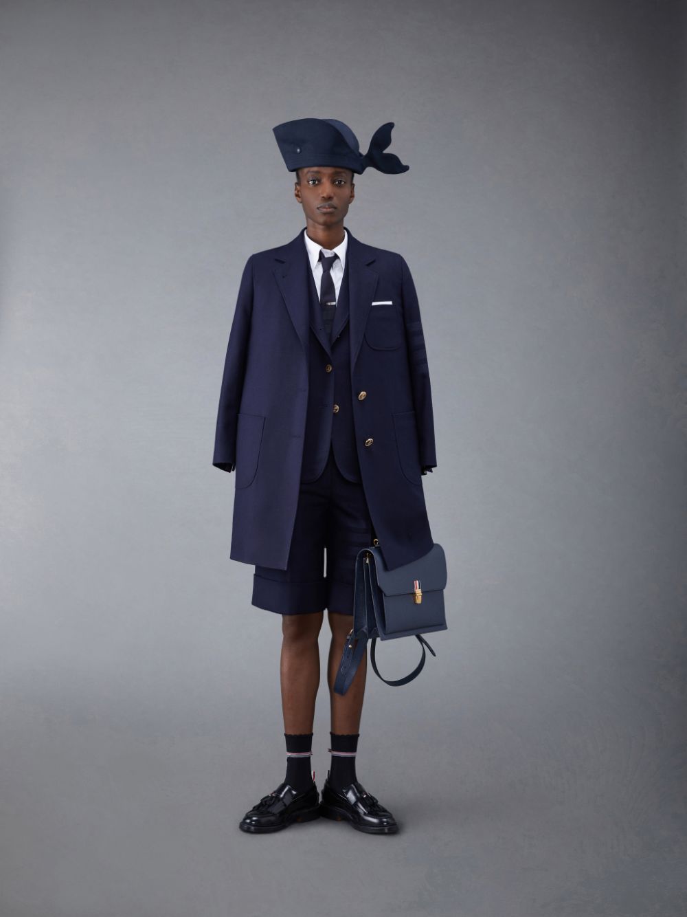 Casacos Thom Browne Flannel 4-Bar Sack Sport Feminino Azuis | KCF86U18196