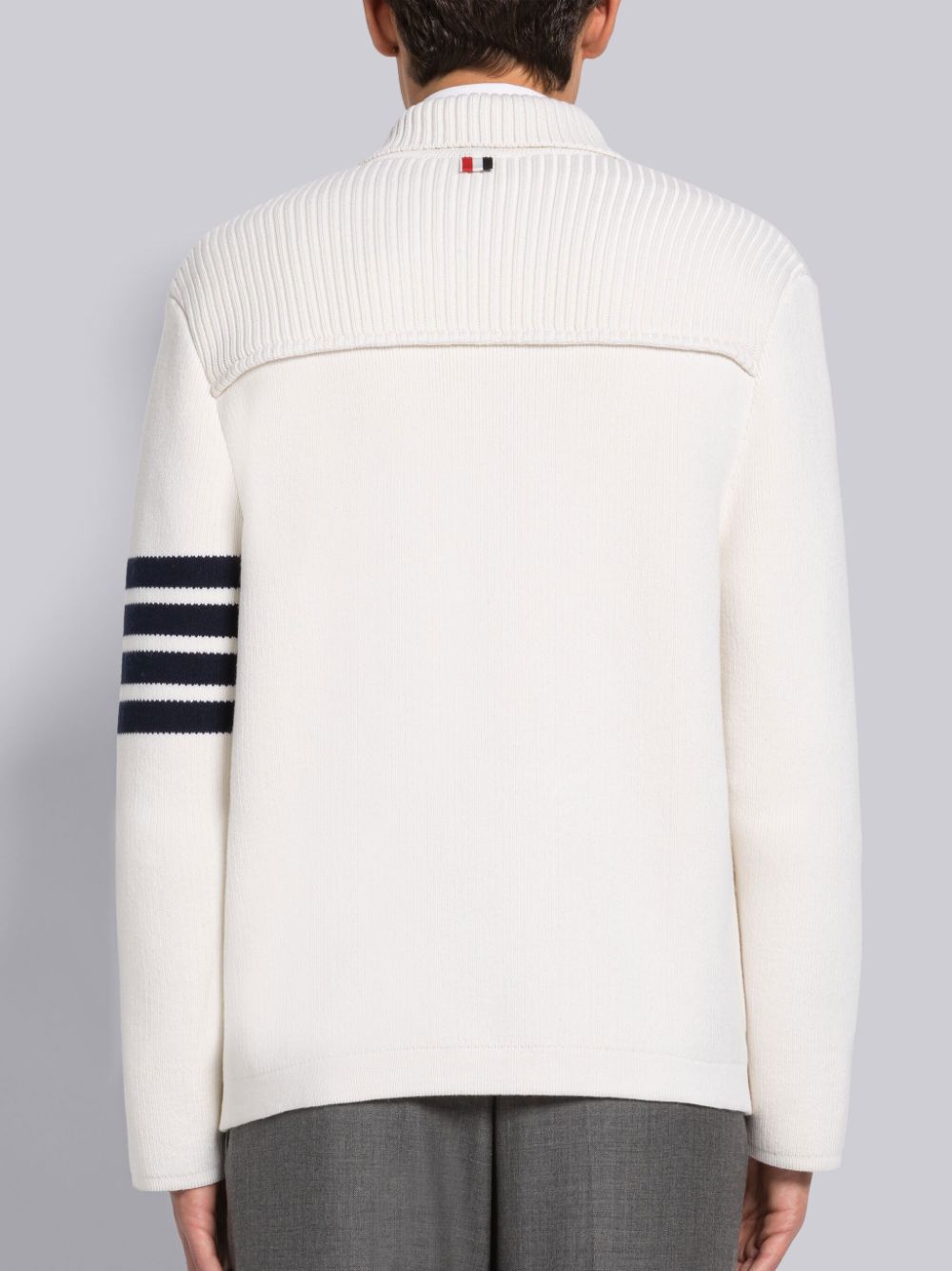 Casacos Thom Browne INTERLOCK STITCH COTTON CASHMERE 4-BAR POLO COLLAR Masculino Branco | MWJ17M02470