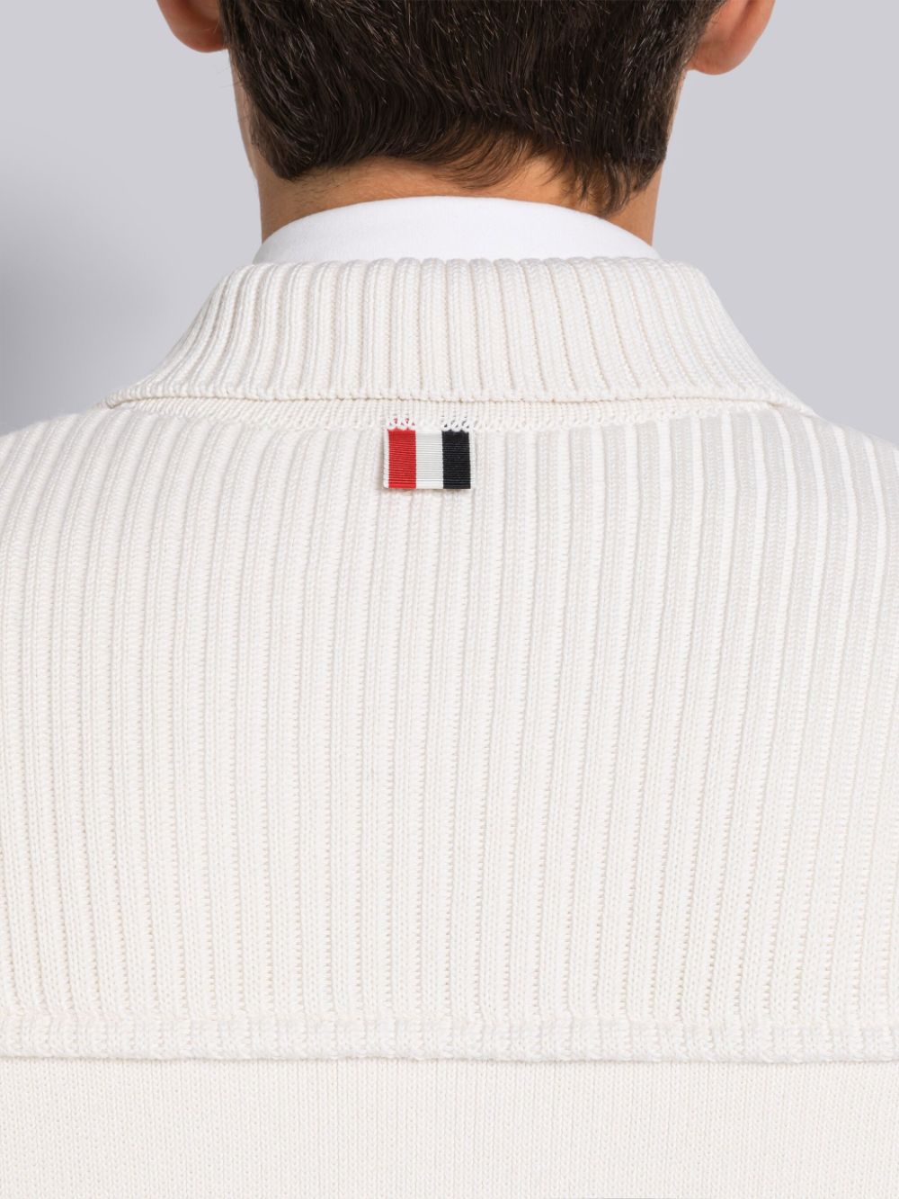 Casacos Thom Browne INTERLOCK STITCH COTTON CASHMERE 4-BAR POLO COLLAR Masculino Branco | MWJ17M02470