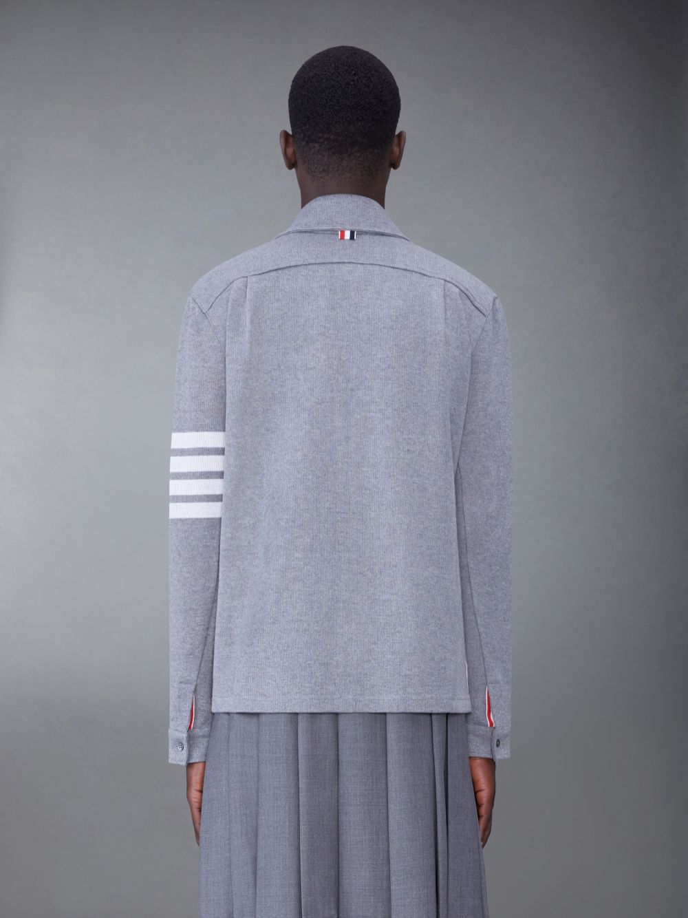 Casacos Thom Browne Medium Double Face Cotton Knit 4-Bar Button Down Shirt Masculino Cinzentas | TLH24O64092