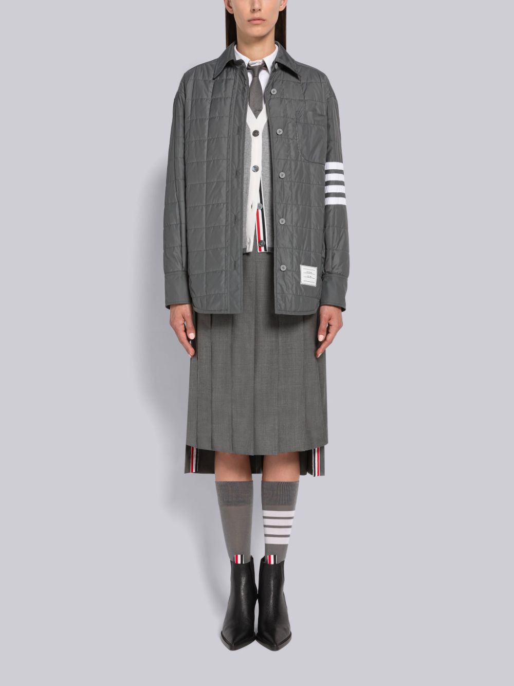 Casacos Thom Browne Poly Twill Quilted Tech Down 4-Bar Shirt Feminino Cinzentas | NRK70L29335
