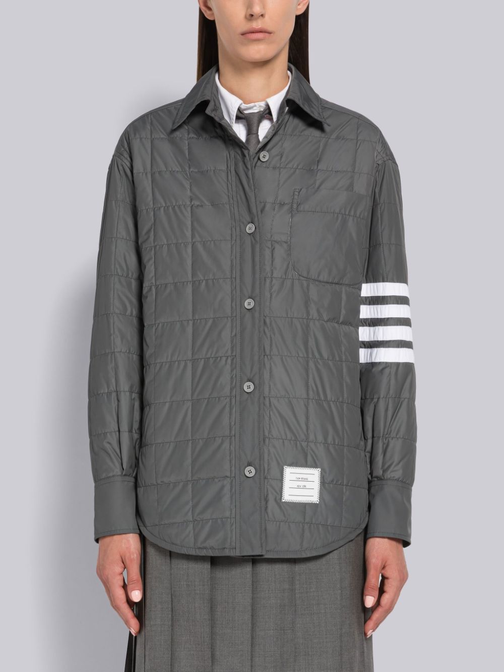 Casacos Thom Browne Poly Twill Quilted Tech Down 4-Bar Shirt Feminino Cinzentas | NRK70L29335