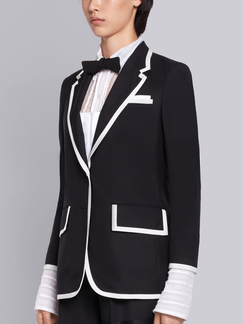 Casacos Thom Browne Super 120s Plain Weave Wide Lapel Feminino Pretas | IWE20T75893