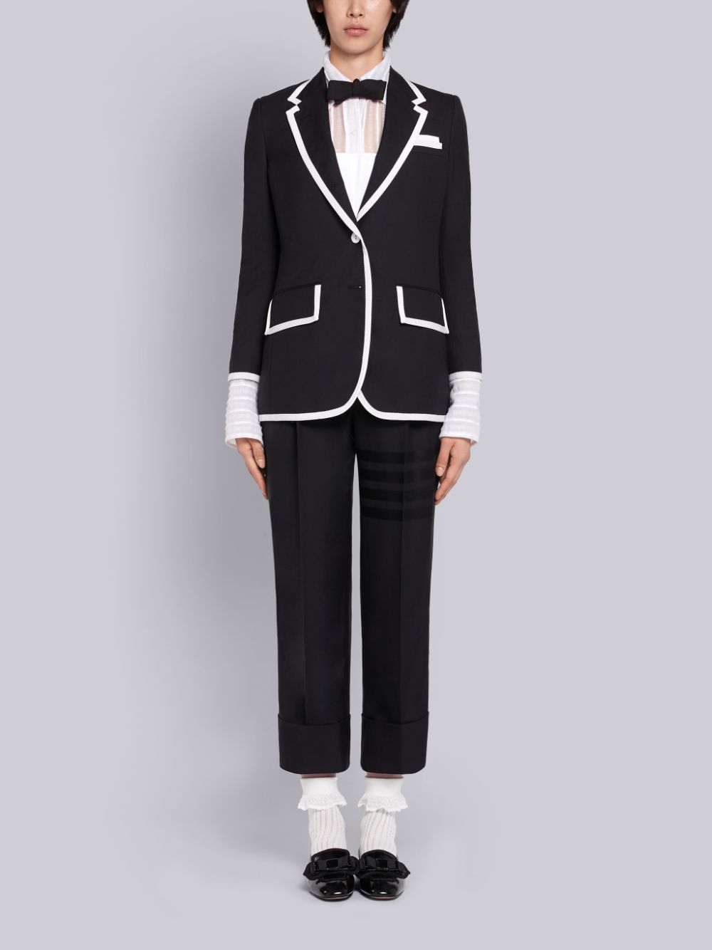 Casacos Thom Browne Super 120s Plain Weave Wide Lapel Feminino Pretas | IWE20T75893