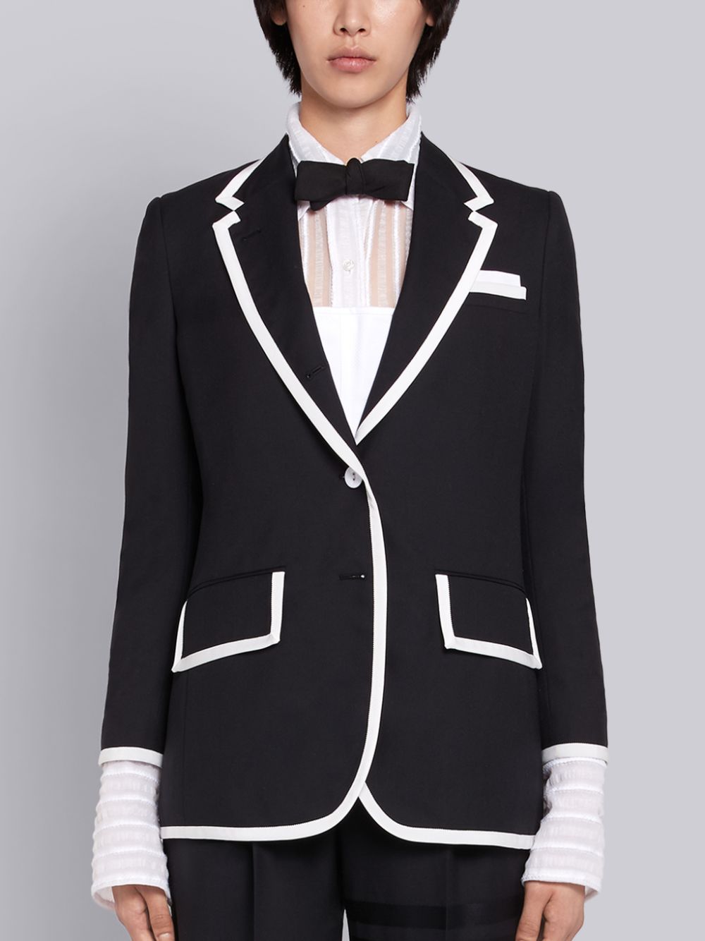 Casacos Thom Browne Super 120s Plain Weave Wide Lapel Feminino Pretas | IWE20T75893