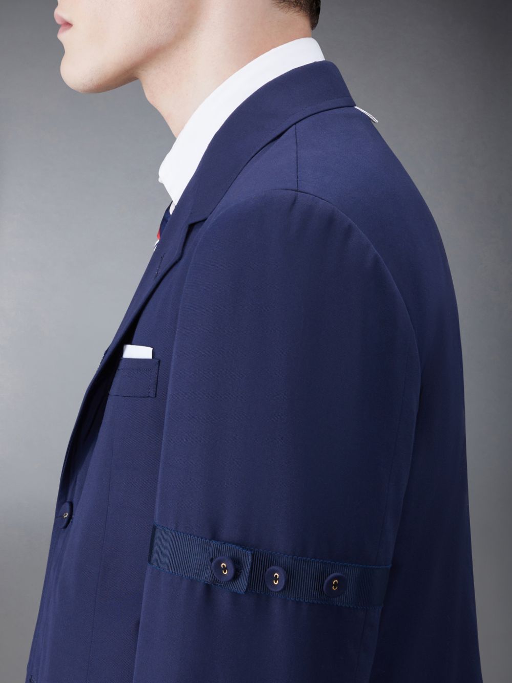 Casacos Thom Browne Typewriter Cloth Armband Straight Fit Sport Masculino Azuis | IJT67C81688