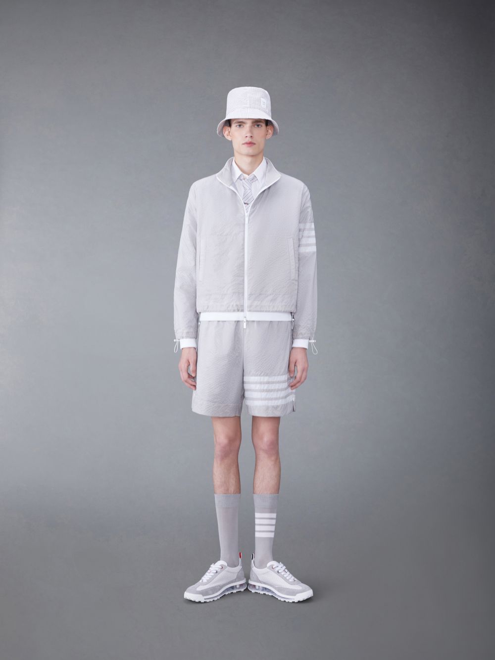 Casacos Thom Browne Ultralight Ripstop 4-Bar Funnel Neck Masculino Cinzentas | DGM96N29754