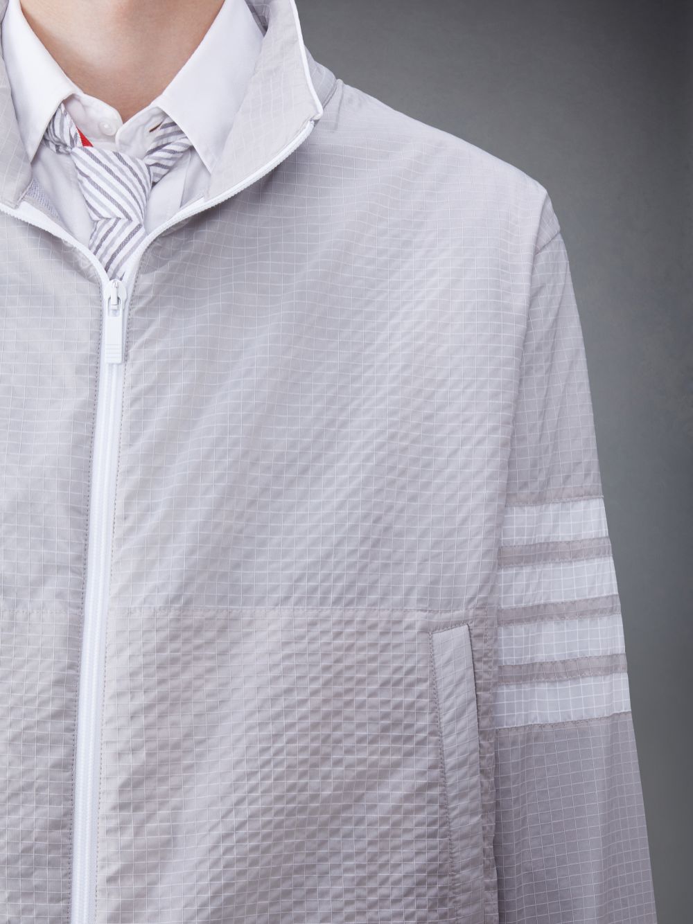 Casacos Thom Browne Ultralight Ripstop 4-Bar Funnel Neck Masculino Cinzentas | DGM96N29754
