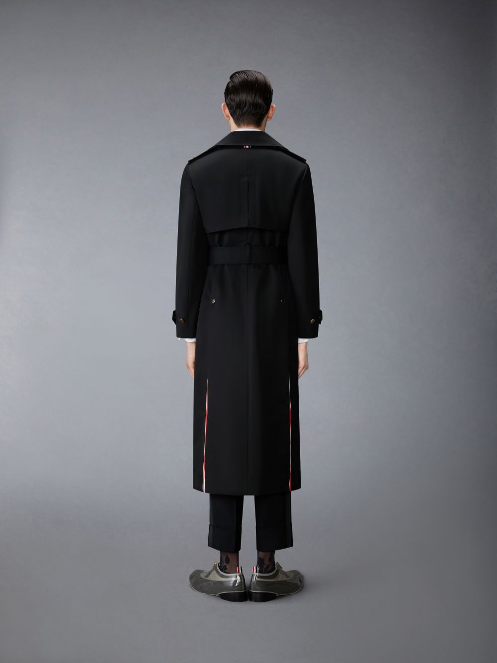 Casacos Thom Browne Waterproof Cotton Twill Elongated Trench Masculino Pretas | DVX14Y53558