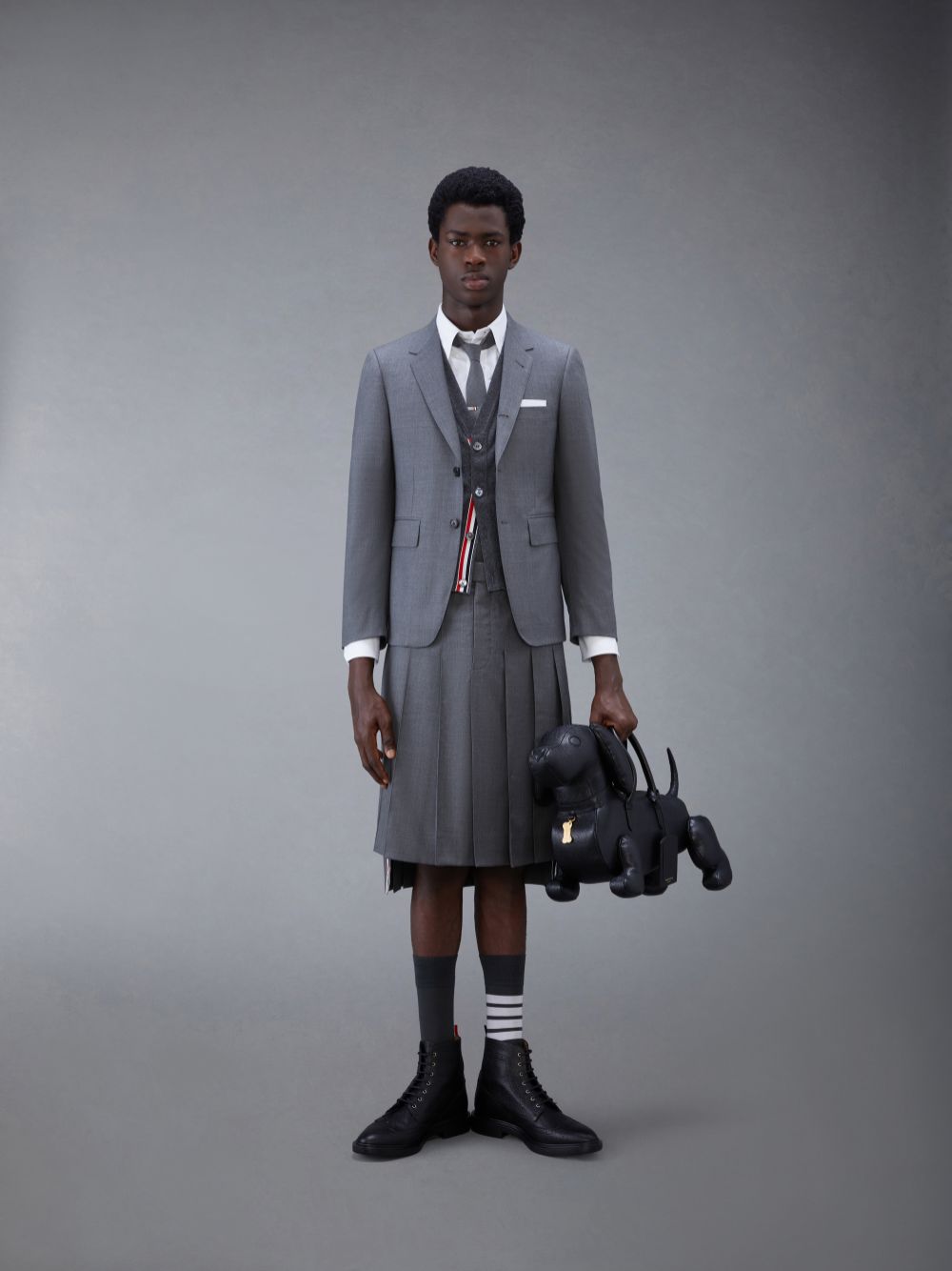 Colete Thom Browne Cashmere 4-Bar Classic V-Neck Cardigan Masculino Cinzentas | DJJ63L39697