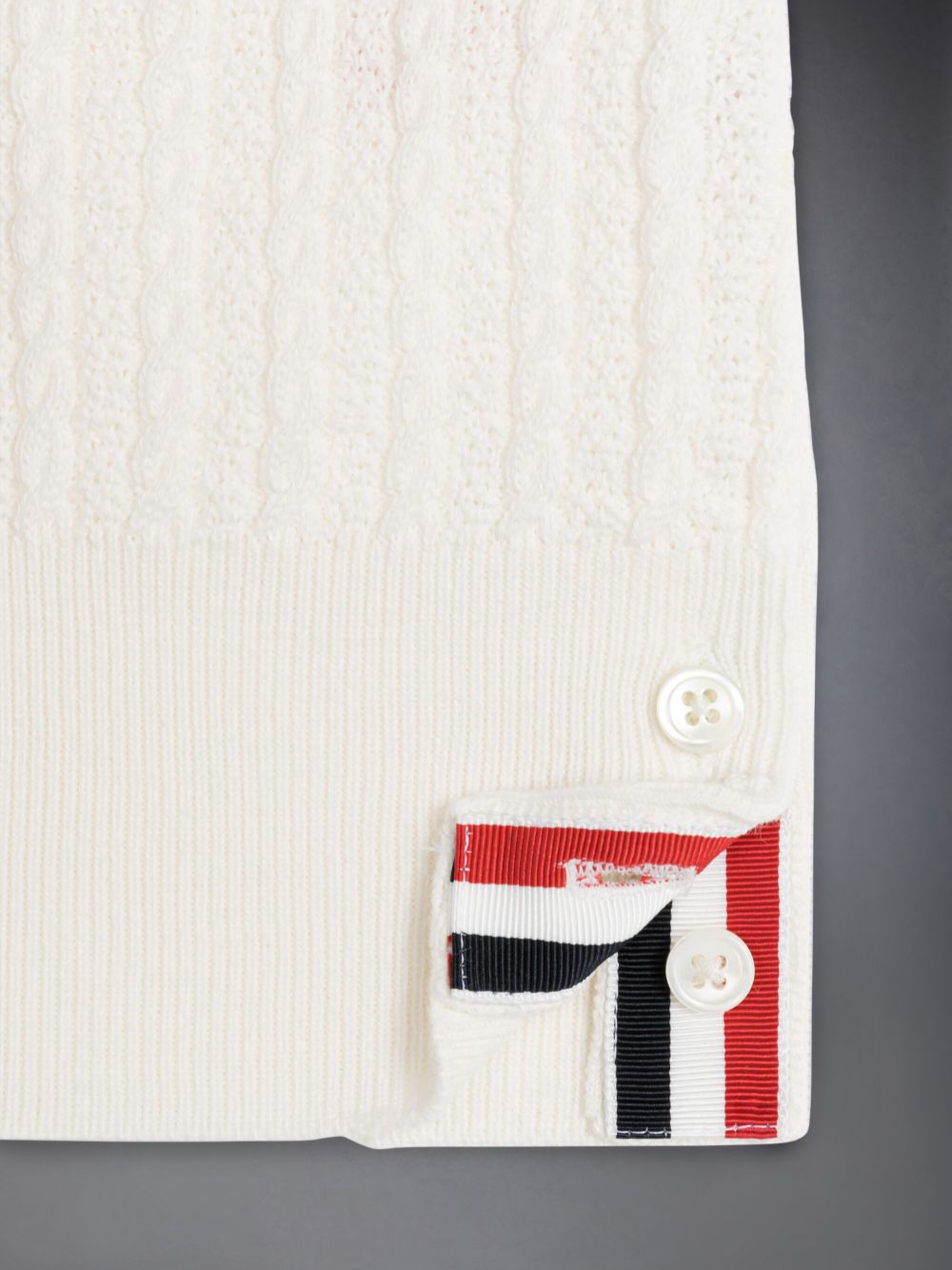 Colete Thom Browne Cotton Cable Knit V-neck Cardigan Menino Branco | ZGH57R89799