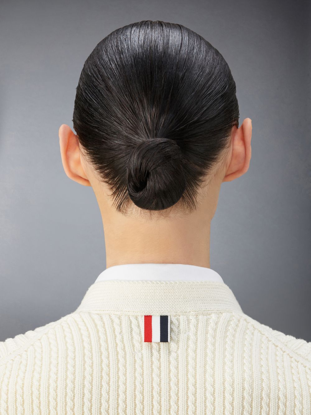 Colete Thom Browne Merino Wool 4-Bar Cropped Cable Cardigan Feminino Branco | XOS49B01794