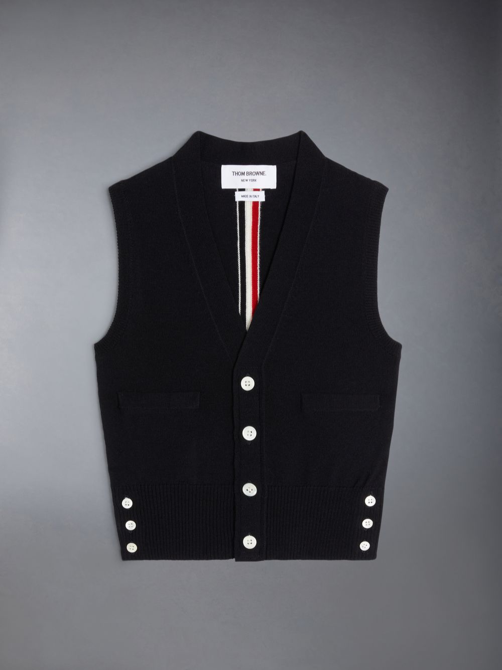 Colete Thom Browne Wool Stripe V-neck Cardigan Menino Azuis | XTP10U66823