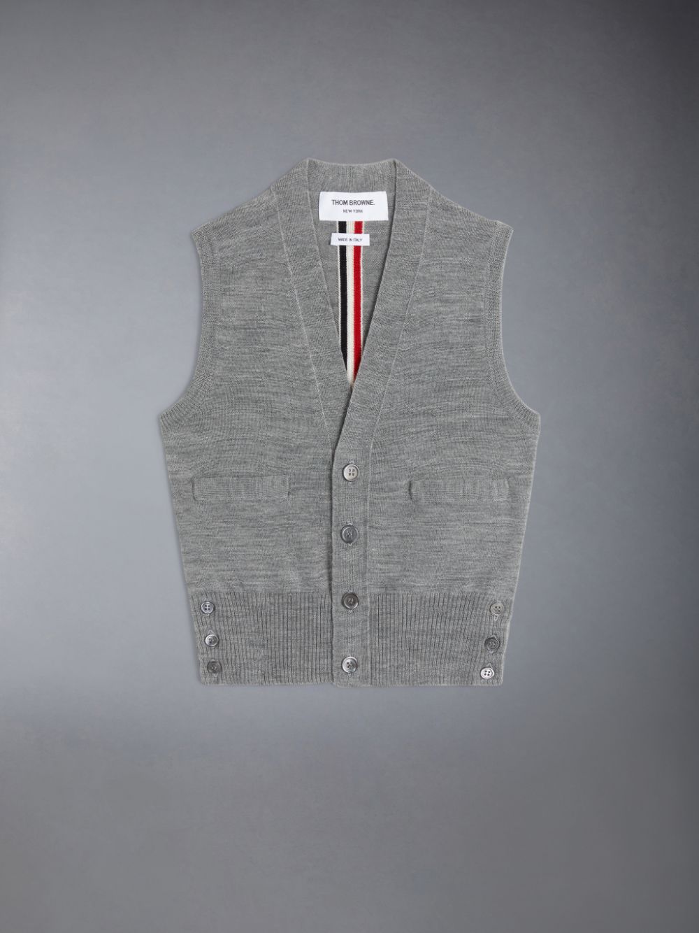 Colete Thom Browne Wool Stripe V-neck Cardigan Menino Cinzentas | RVB36N31879