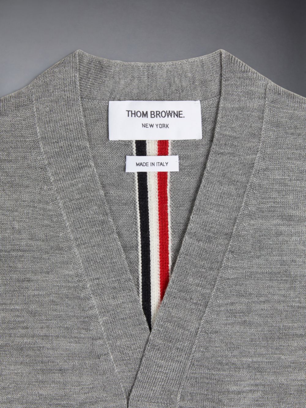 Colete Thom Browne Wool Stripe V-neck Cardigan Menino Cinzentas | RVB36N31879