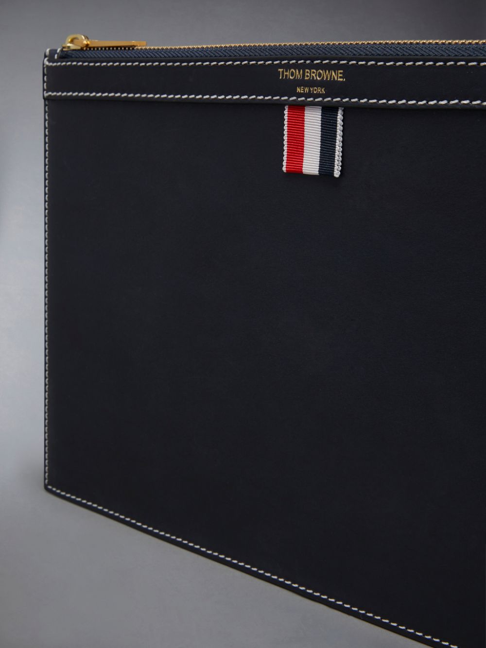 Estojo De Cartão Thom Browne Vacchetta Leather Small Feminino Azuis | IGJ83J36596