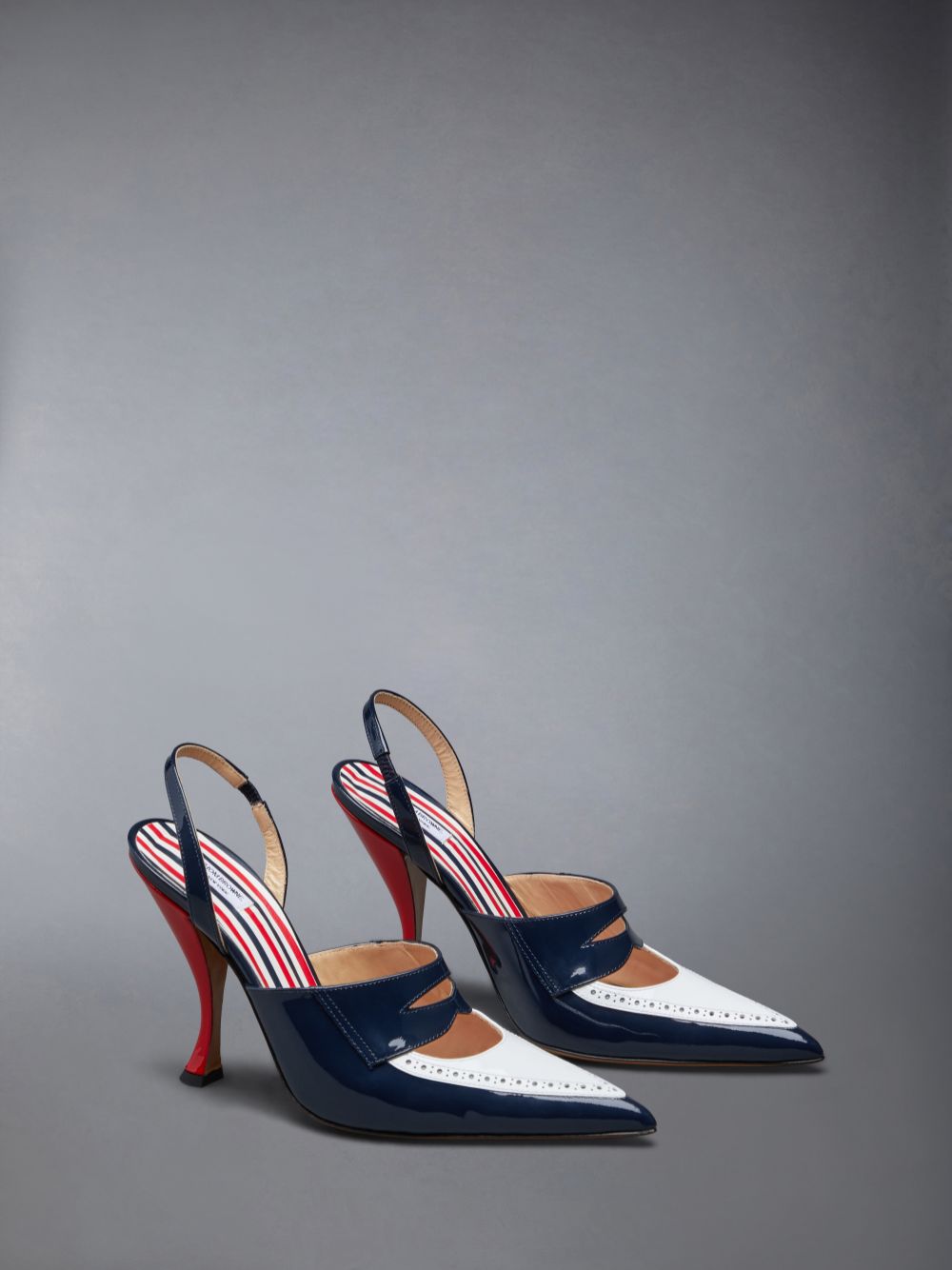 Mocassins Thom Browne Patent Slingback Curved Heel Penny Feminino Pretas | NTT09M84952