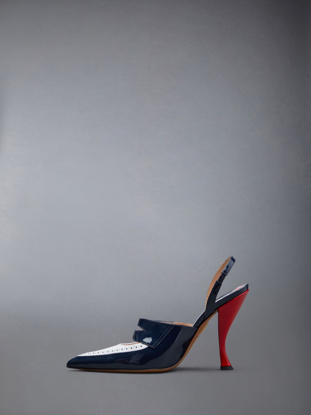Mocassins Thom Browne Patent Slingback Curved Heel Penny Feminino Pretas | NTT09M84952